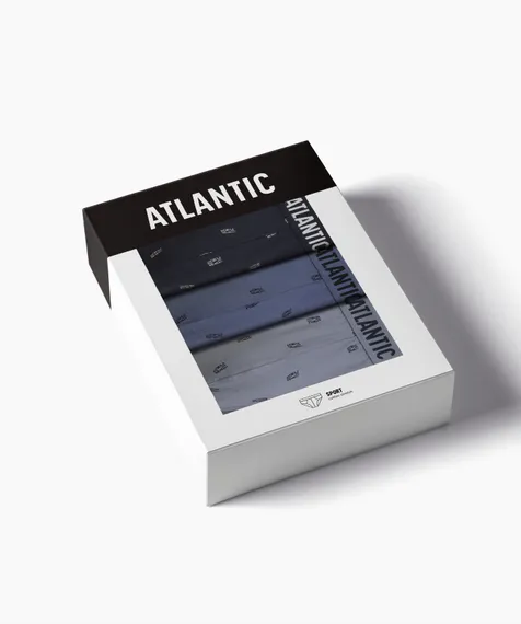 Мужские трусы (3шт) слипы спорт Atlantic 3MP-210, хлопок, деним + темно-синий + темно-серый