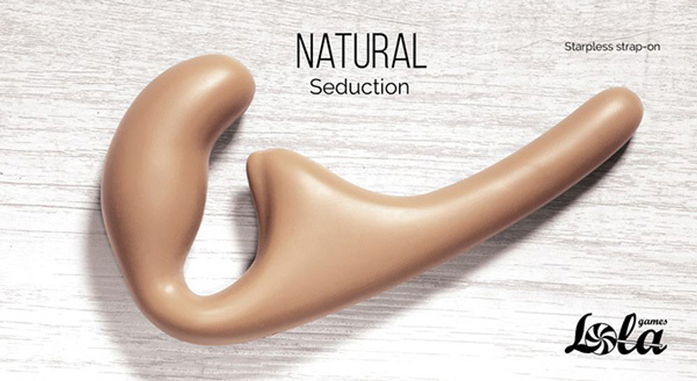 Бежевый безремневой страпон 20,5см Lola Games Seduction 5010-01lola