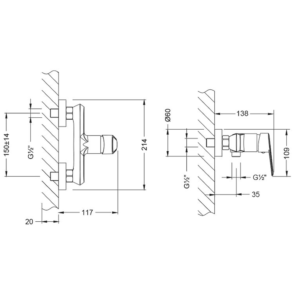 Смеситель для душа Lemark Point LM0303C Хром