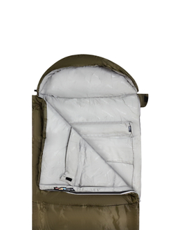 Спальный мешок Naturehike U350 с капюшоном, хаки (NH20MSD07), молния слева
