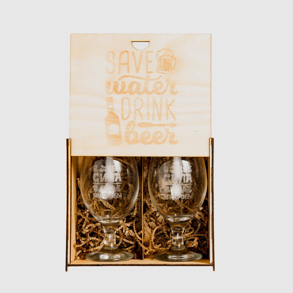 Набор бокалов "Save water drink beer" в подарочной коробке