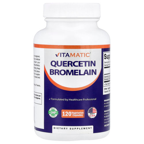 Vitamatic, кверцетин и бромелаин, 120 вегетарианских капсул