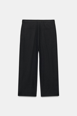 ZARA БРЮКИ С ЗАЩИПАМИ — ZW COLLECTION, ЧЕРНЫЙ