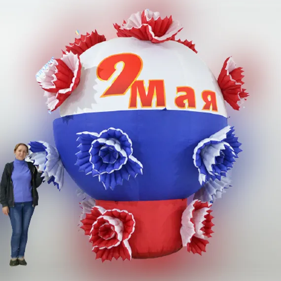 Надувной шар к 9 Мая - 3 (с цветами)