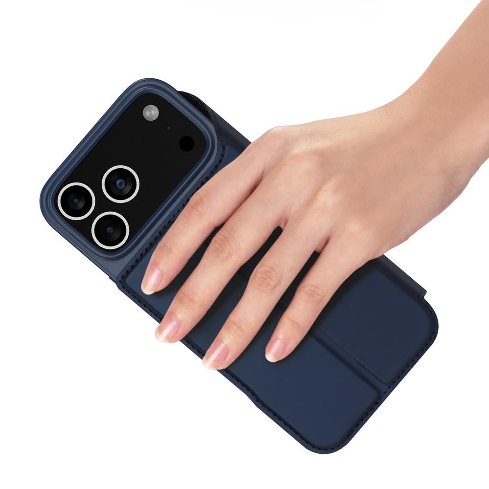 Чехол книжка синего цвета для смартфона iPhone 18 Pro Max и 17 Pro Max, серия Skin Pro Series от Dux Ducis
