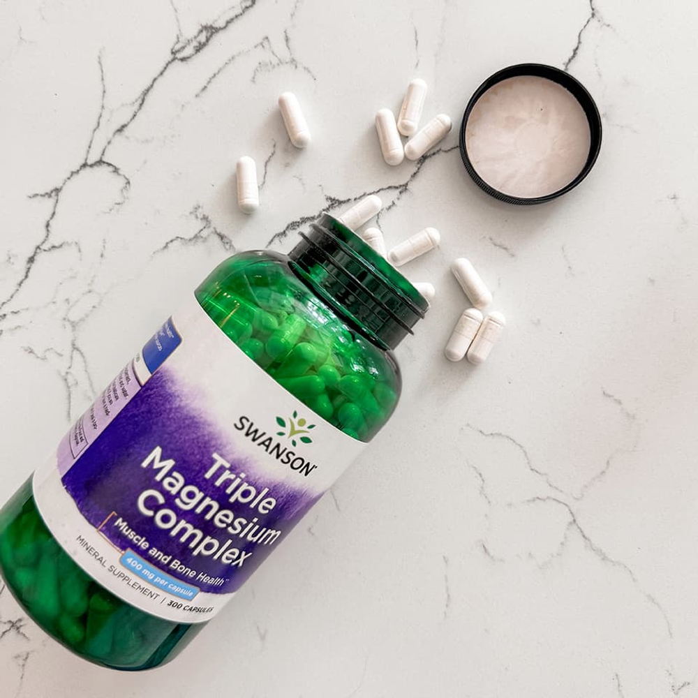 Swanson Vitamins, комплекс с тремя формами магния, 400 мг, 300 веганских капсул