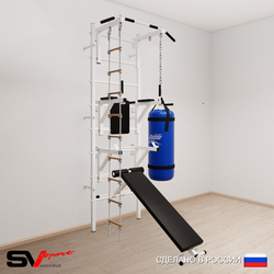 Шведская стенка Sv Sport усиленная 6922 (Турник стандарт/Брусья/Стойка/Скамья/Лестница/Цепь/Мешок 22кг)