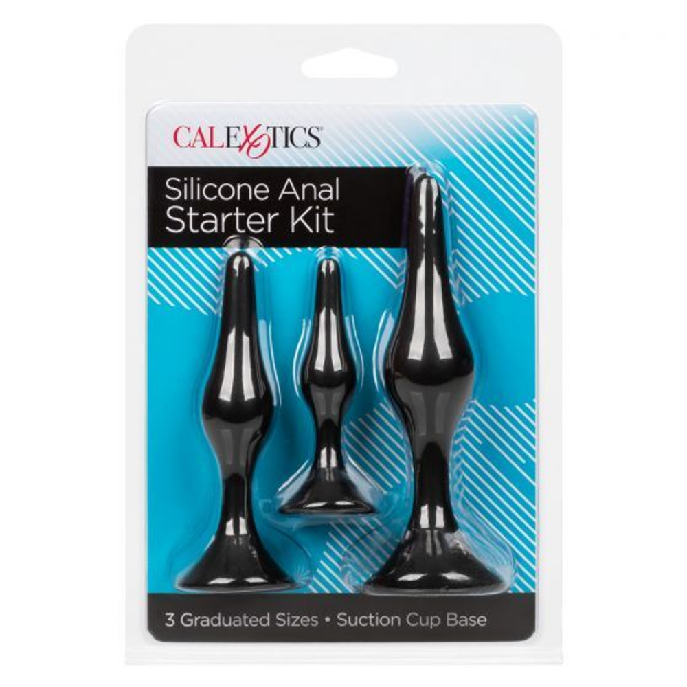Набор черных силиконовых анальных пробок Silicone Anal Starter Kit (Цвет: черный)
