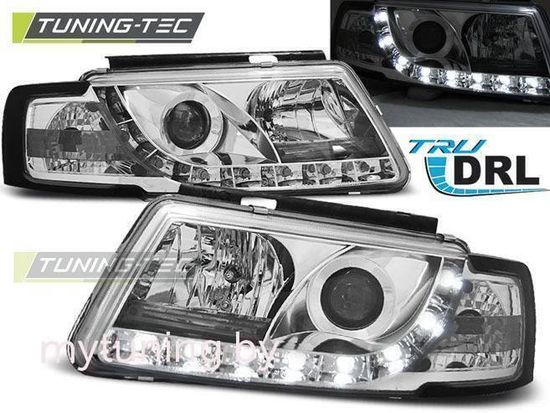 Передние фары VW Passat B5 tru drl chrome