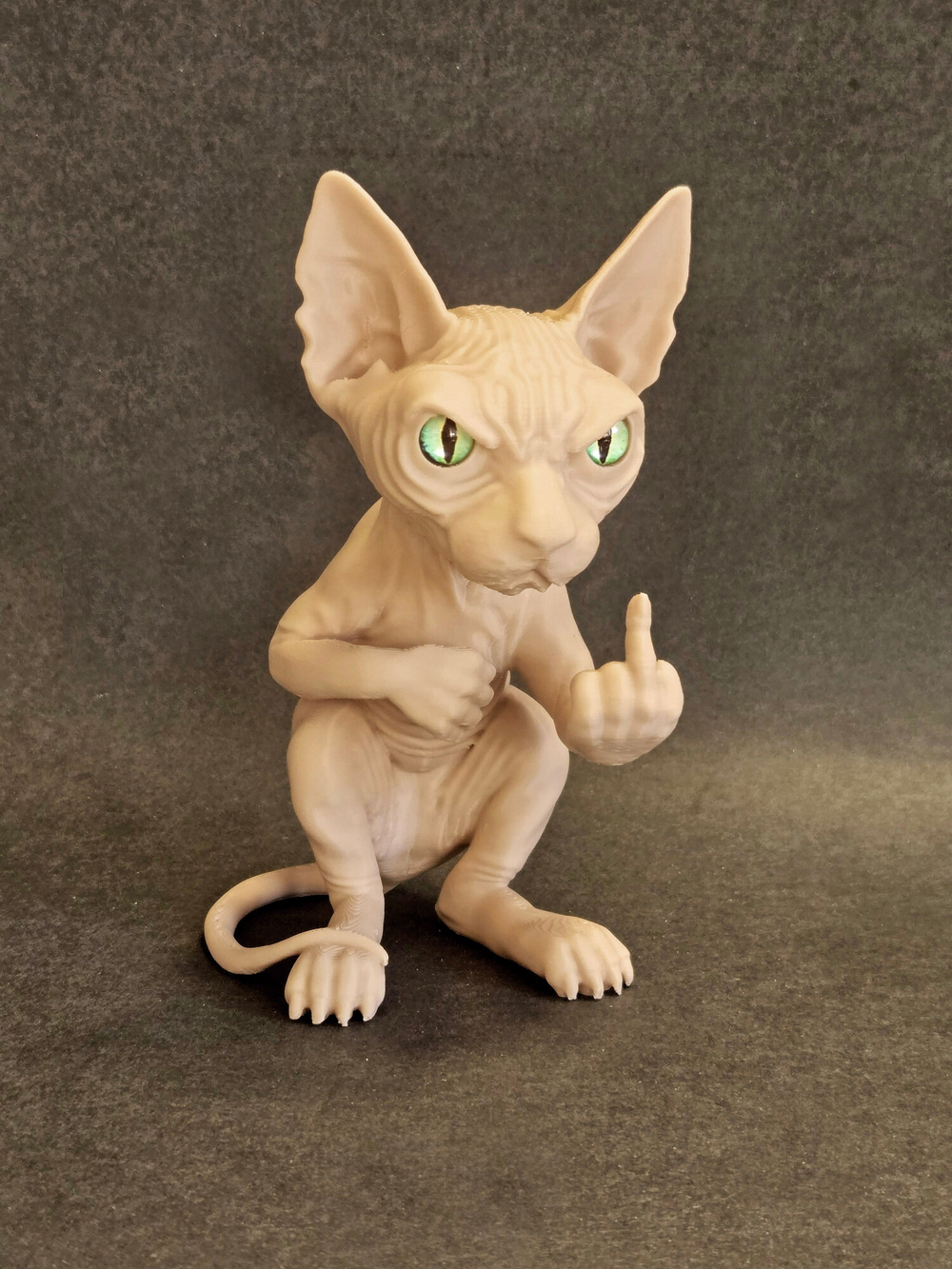 Фигурка кота, недовольный Сфинкс, 3Д печать, высота 13,5 см., бежевый