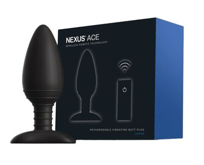 Чёрная вибровтулка NEXUS ACE LARGE с дистанционным управлением - 14 см. (Цвет: черный)