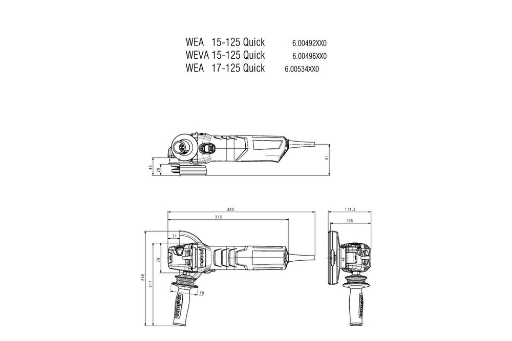 УШМ Metabo WЕV 17-125 Quick  1700Вт