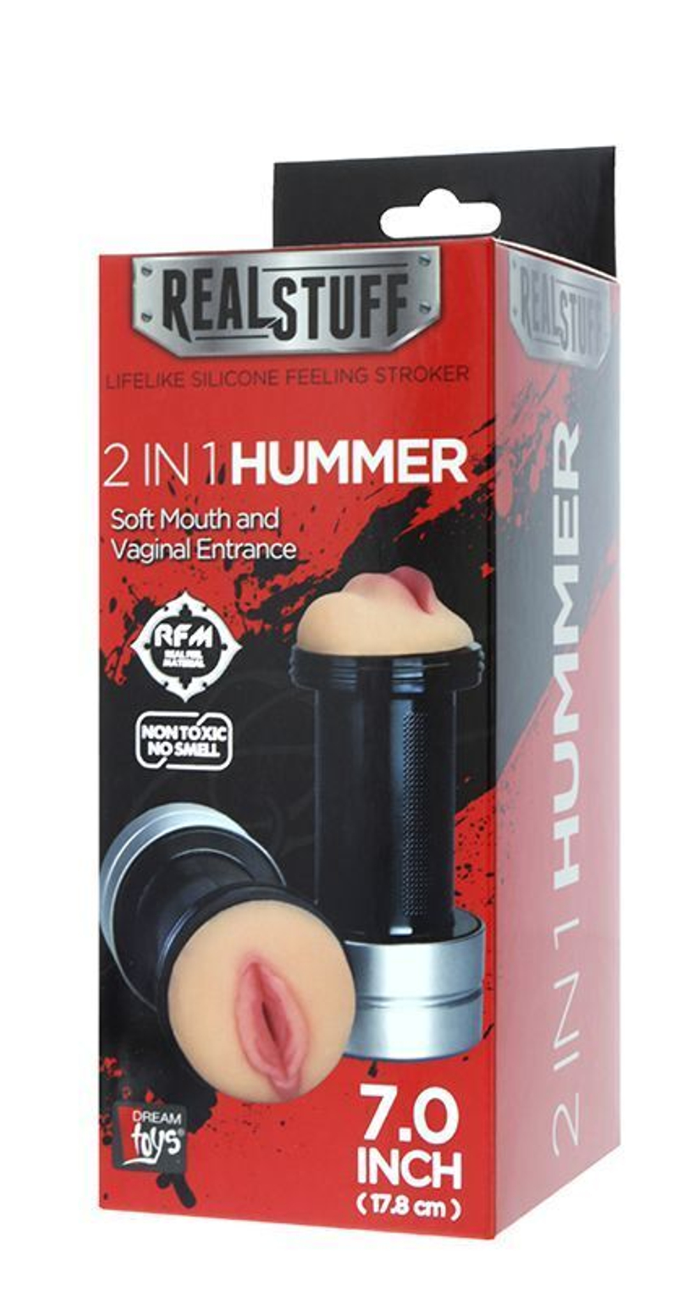 Двусторонний мастурбатор REALSTUFF 2 IN 1 HUMMER MOUTH & VAGINA - ротик и вагина (Цвет: телесный)