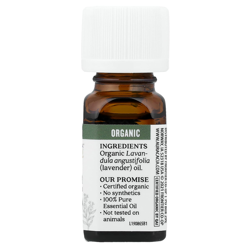 Aura Cacia, Чистое эфирное масло, органическая французская лаванда 7,4 мл (0,25 жидкой унции)