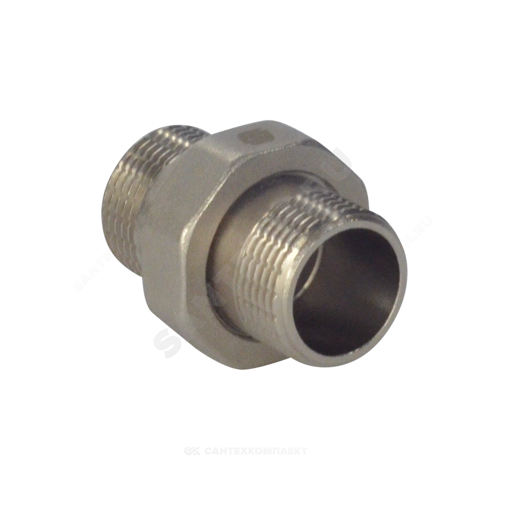 Соединитель латунь никель американка Ду 20 (3/4") прямой НР/НР SantechSystems