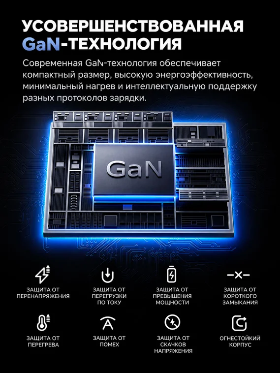 Умное сетевое зарядное устройство с дисплеем с кабелем 100W, GaN, черный, McDodo