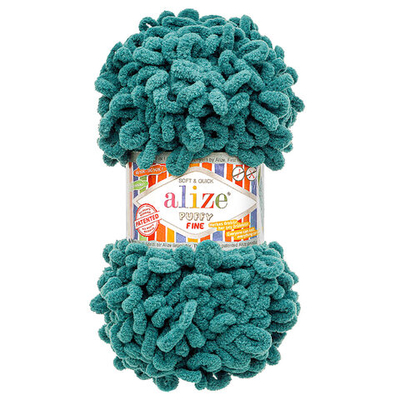 Пряжа Alize (Ализе) Puffy Fine / уп.5 мот. по 100 г, 14м, 330 морская волна