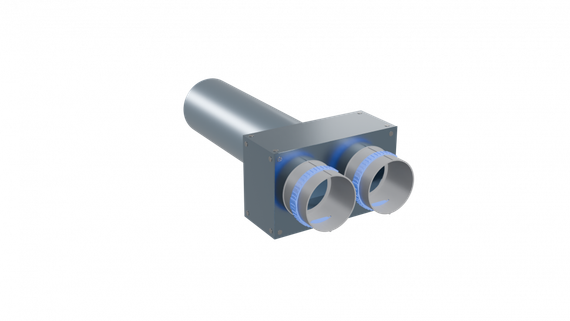 Flexag PWP-100/90x2 пленум вентиляционный прямой, D100, на 2 выxода, L=300 мм