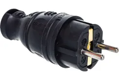 Вилка AY-KA с заземлением 16А IP44 каучук черная 39888