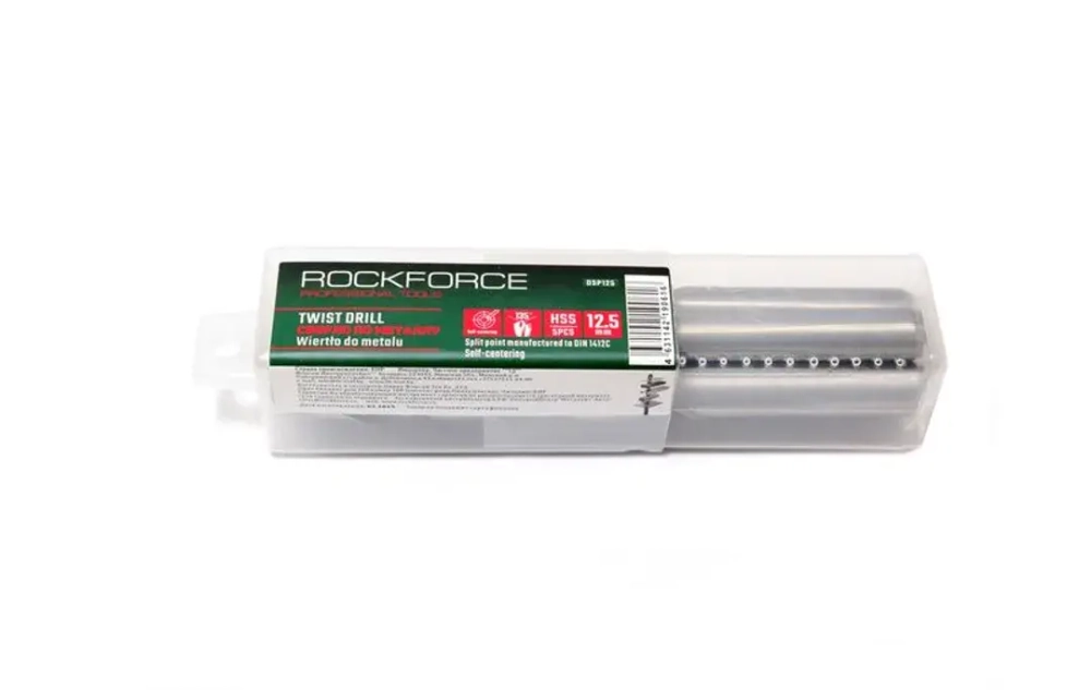 Сверло по металлу 12мм HSS(5шт), в пластиковом футляре RockForce##Rock FORCE RF-DSP120