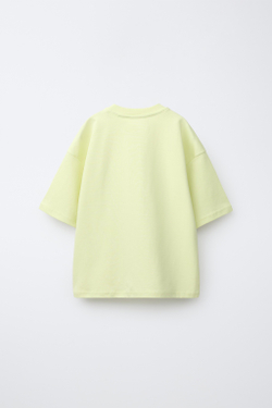 ZARA ОДНОТОННАЯ ФУТБОЛКА ИЗ ИНТЕРЛОКА, ЖЕЛТЫЙ
