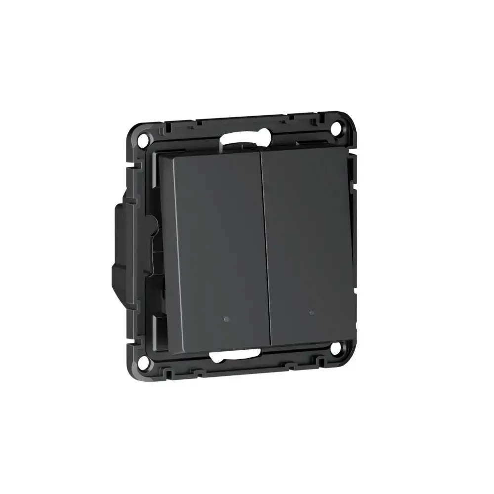 ATLASDESIGN SMART 2-кл. ВЫКЛЮЧАТЕЛЬ с подсв., Zigbee, сх.5, L+N, 10А, мех., КАРБОН
