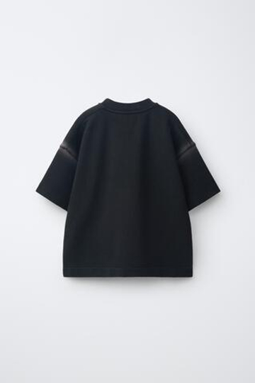 ZARA ФУТБОЛКА GARMENT DYE, ЧЕРНЫЙ