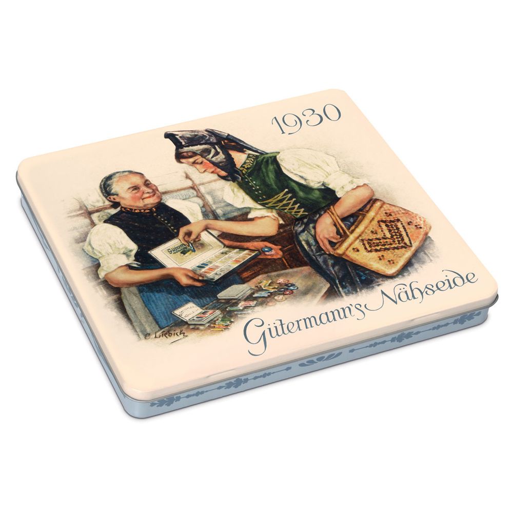 Швейные нитки (набор) Gutermann Sew-all 100м, 30 катушек, ассорти в металлической коробке "Ностальгия"