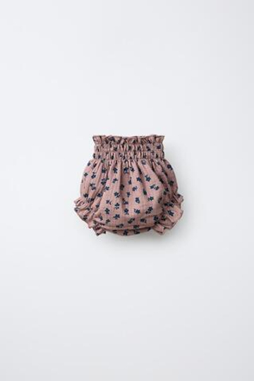 ZARA ТРУСЫ С ФАКТУРНЫМ ЦВЕТОЧНЫМ ПРИНТОМ, ПУДРОВО-РОЗОВЫЙ