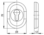 Накладка на цилиндр ESC.C/CRE/OV.12 (ESC-12C) CP хром (2шт. в уп.,отгр. по 1 шт.)