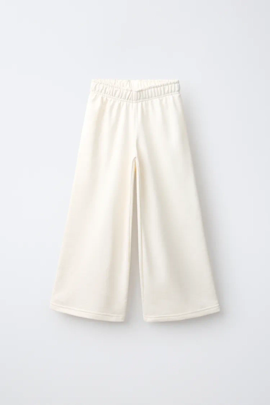 ZARA БРЮКИ WIDE LEG С НАШИВКАМИ-ЗВЕЗДАМИ, ПЕСОЧНЫЙ