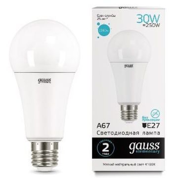 Лампа Gauss LED Elementary A67 30W E27 4100K 73229