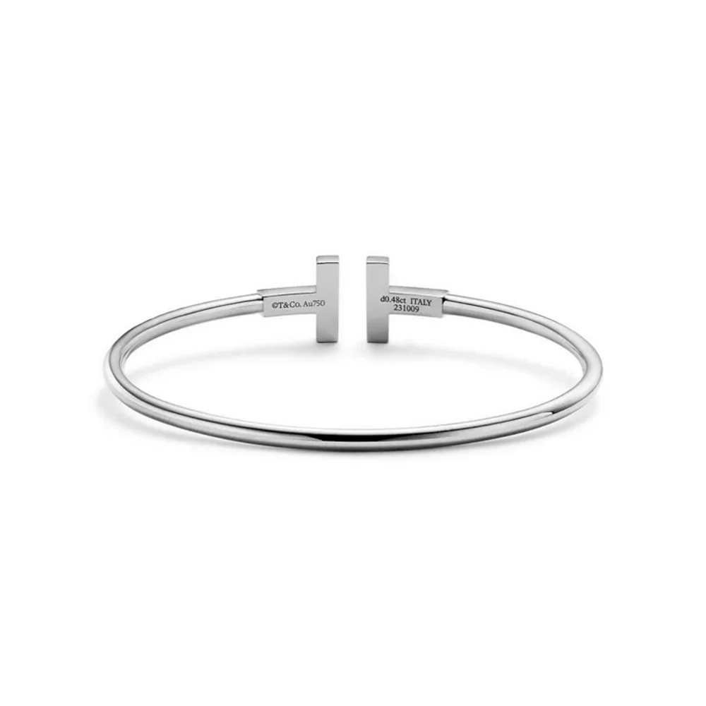 Браслет из белого золота с бриллиантами, Tiffany 💠 T Wire Collection Pave - Единственный в наличии