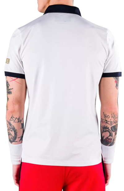 Мужское теннисное поло Hydrogen Half Zip Tech Tee - white/blue navy