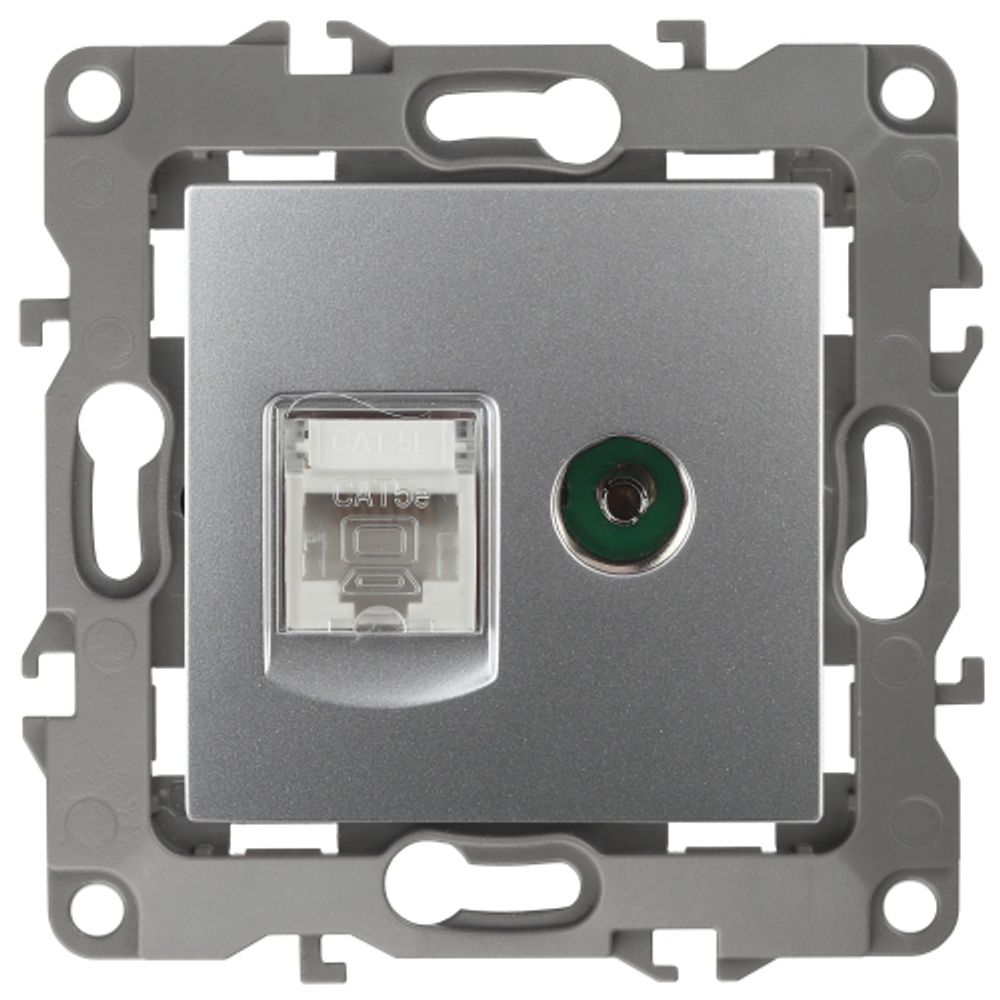 Розетка ЭРА Серия 12 12-3110-03 комбинированная RJ45+TV IP20 алюминий | Эра 12
