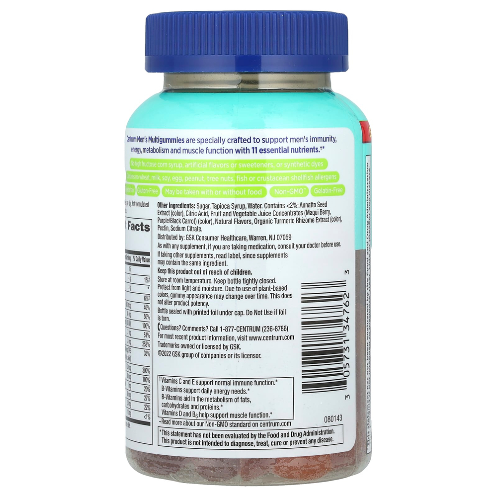 Centrum, Men Multigummies, тропические фрукты, 100 жевательных таблеток