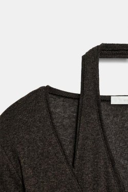 ZARA КОМБИНИРОВАННЫЙ ТОП С ЭФФЕКТОМ МНОГОСЛОЙНОСТИ, КОРИЧНЕВЫЙ МЕЛАНЖ