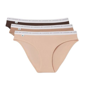 Женские трусики Lacoste Stretch Cotton 3P - biscuit/Сумкаuette/grume
