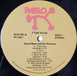 Винтажная виниловая пластинка LP Count Basie And His Orchestra I Told You So (USA 1977)