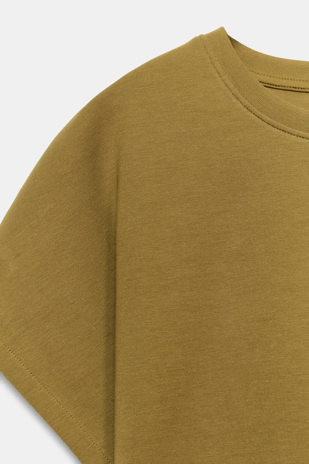 ZARA ФУТБОЛКА INTERLOCK С ЯПОНСКИМИ РУКАВАМИ, ОЛИВКОВЫЙ