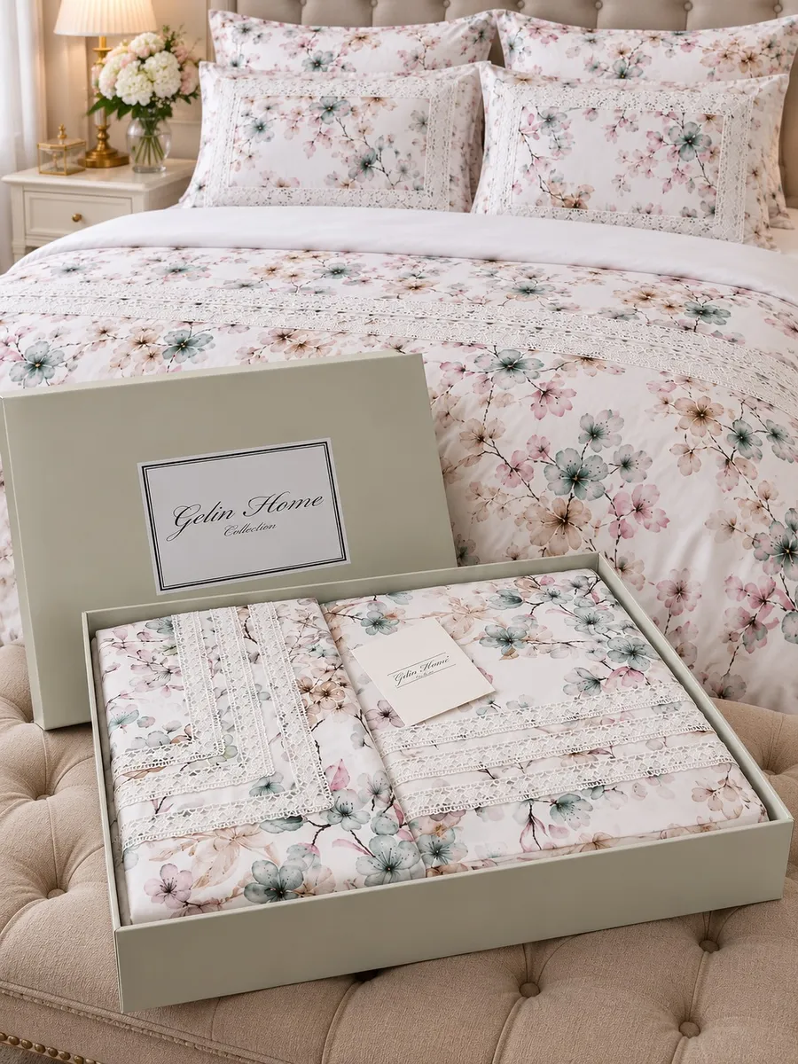 Gelin Home КПБ 6 пр. EBRU зеленый цвет пододеяльник 200*220, простынь 240*260, наволочки 50*70 2шт, декоративные наволочки 50*70 2шт GLNN546 — фото 7