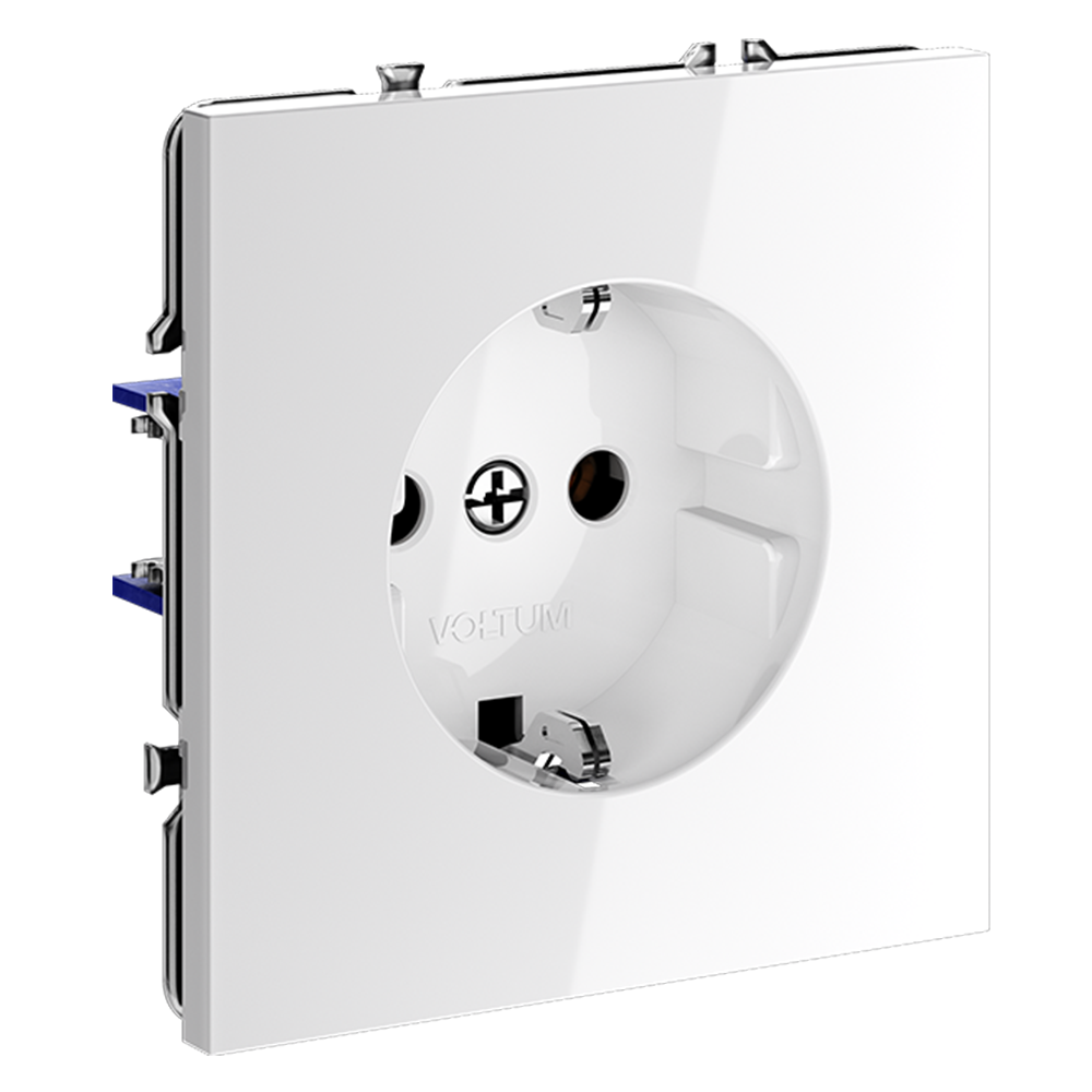Розетка встраиваемая с заземлением 16А, (белый глянцевый) Voltum S70 VLS040101