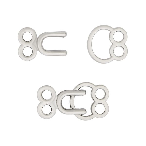 Крючки пришивные декоративные 12х22 мм, nickel, серебро, никель, 12 шт