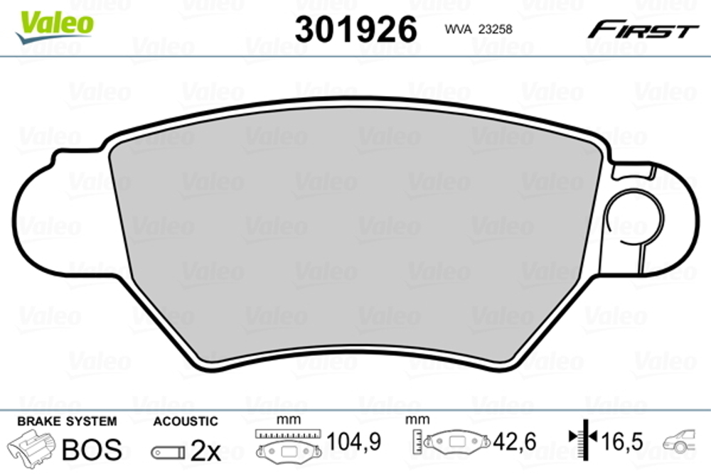 VALEO - 301926-VAL - Brake Pad Set, disc brake