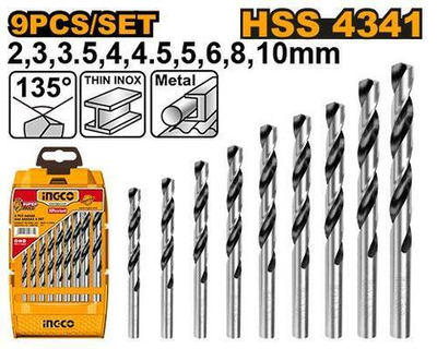 Набор сверл по металлу 9 шт. 2-10мм HSS INGCO AKD1095 INDUSTRIAL