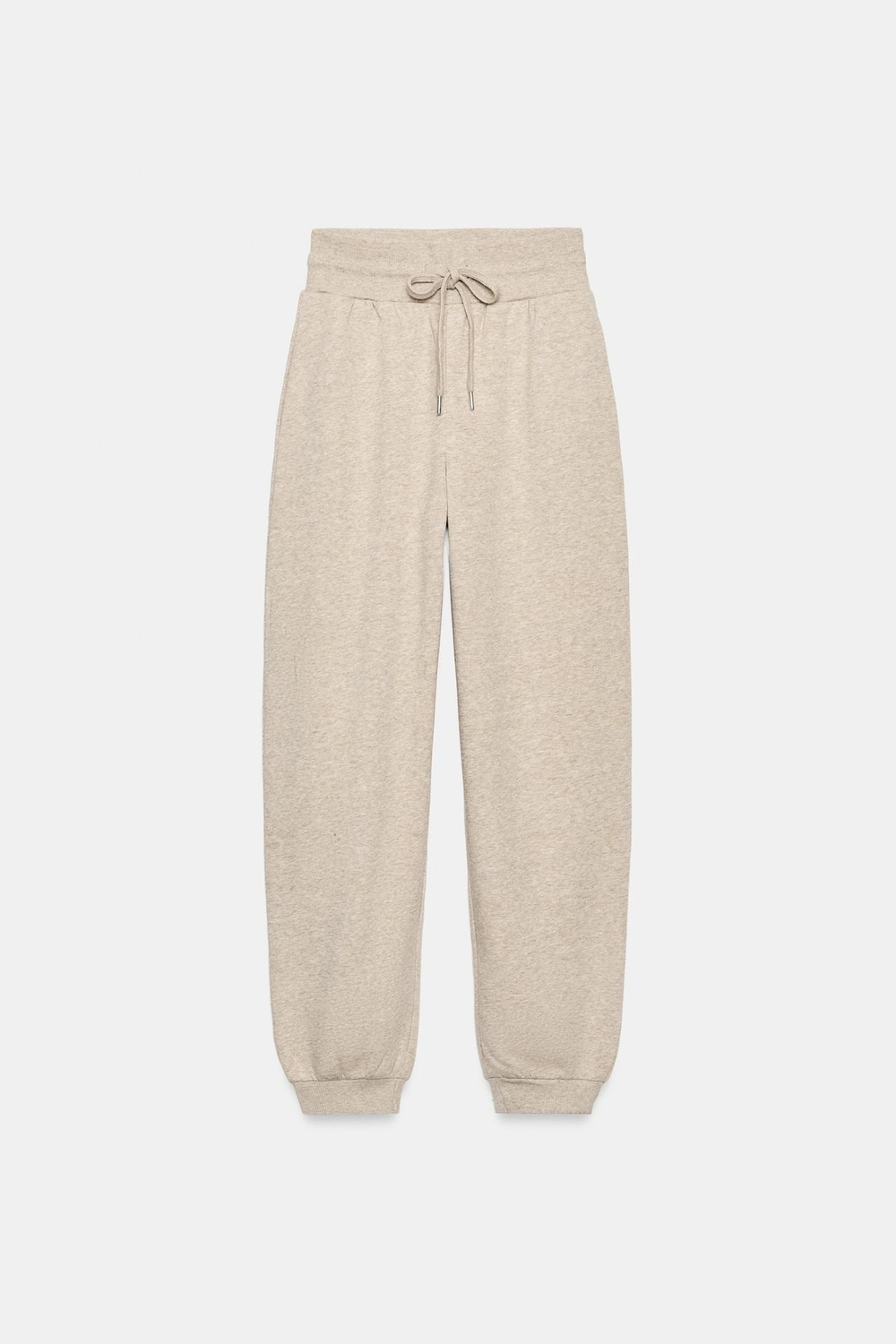 ZARA БАЗОВЫЕ БРЮКИ-ДЖОГГЕРЫ ИЗ МЯГКОЙ ТКАНИ, БЕЖЕВЫЙ МЕЛАНЖ