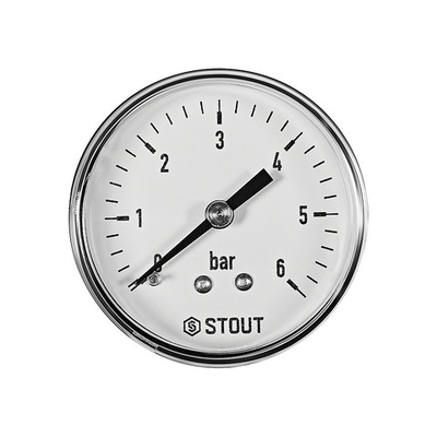 Манометр аксиальный STOUT - 1/4" (D50 мм, шкала 0-6 бар)