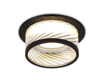 Встраиваемый светильник из стекла 1*GU5.3 TN1252 SBK/CL чёрный песок/прозрачный Acrylic Tech Ambrella