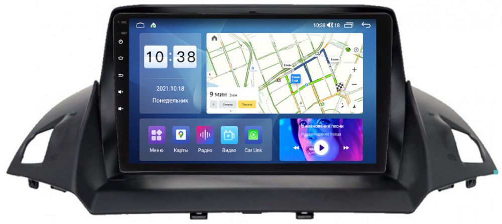 Магнитола для Ford Kuga 2011-2019 (рамка с зазорами) - Parafar PF362UHD на Android 13, Быстрая, QLED, CarPlay, 4G SIM-слот
