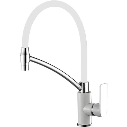 Смеситель для кухни HAIBA HB 72505 гибкий излив белый/хром